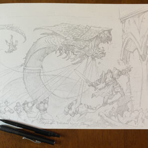 Enlisted Wurm - MtG Preliminary Drawing