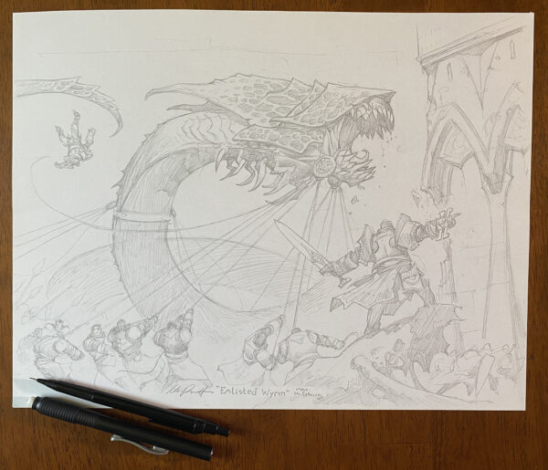 Enlisted Wurm - MtG Preliminary Drawing