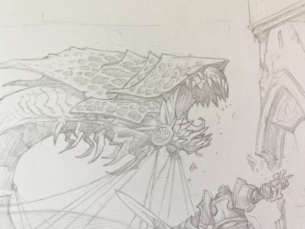 Enlisted Wurm - MtG Preliminary Drawing - Image 3